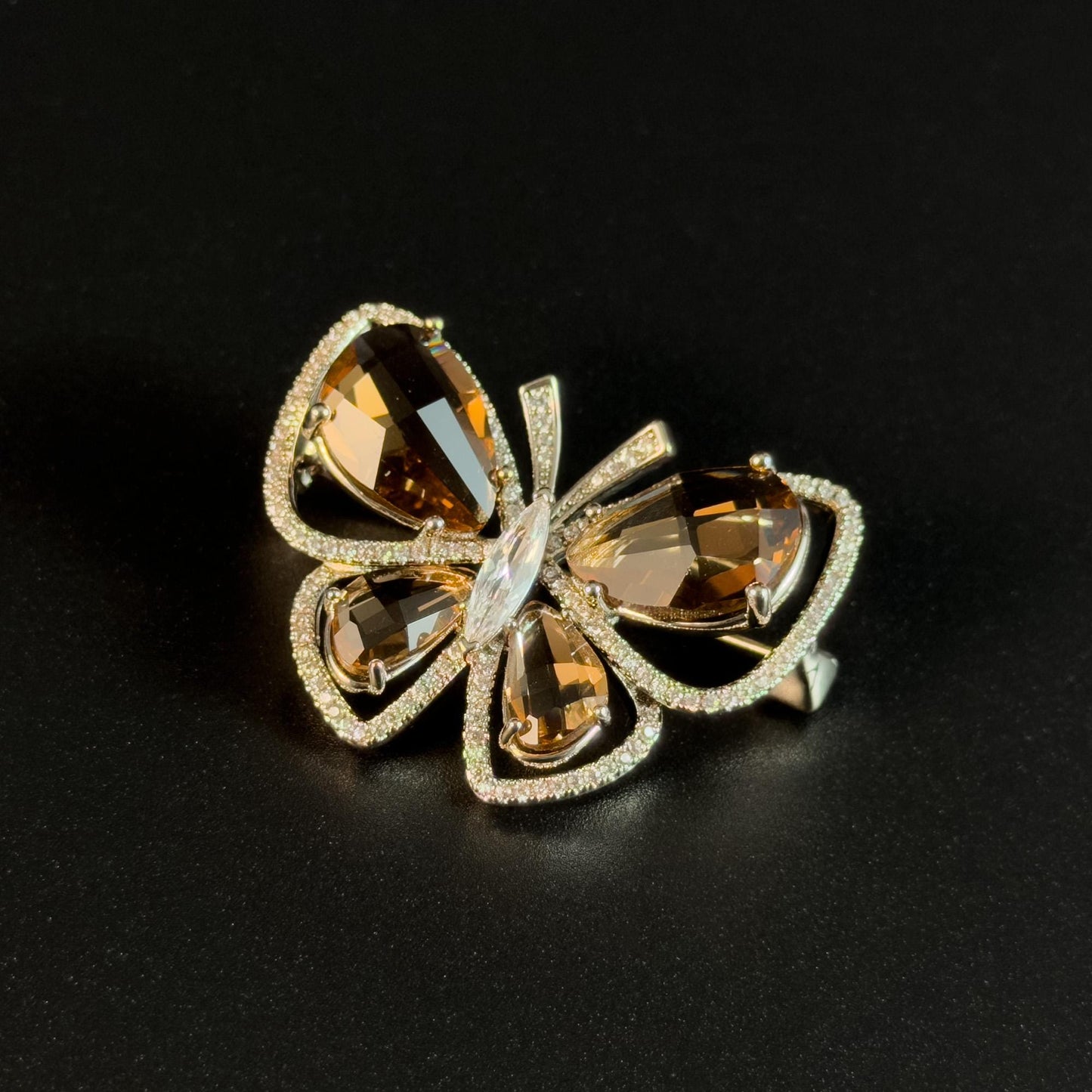 Brown Zircon Butterfly Brooch