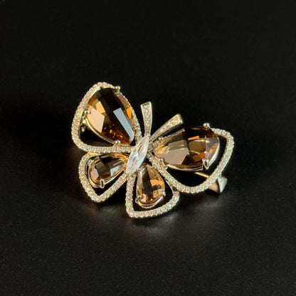 Brown Zircon Butterfly Brooch