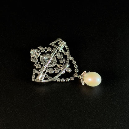 Baroque Style Pearl Pendant Brooch