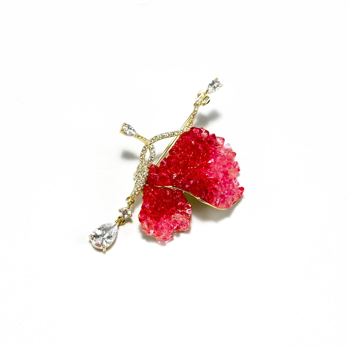 Pink Rhinestone Butterfly Brooch