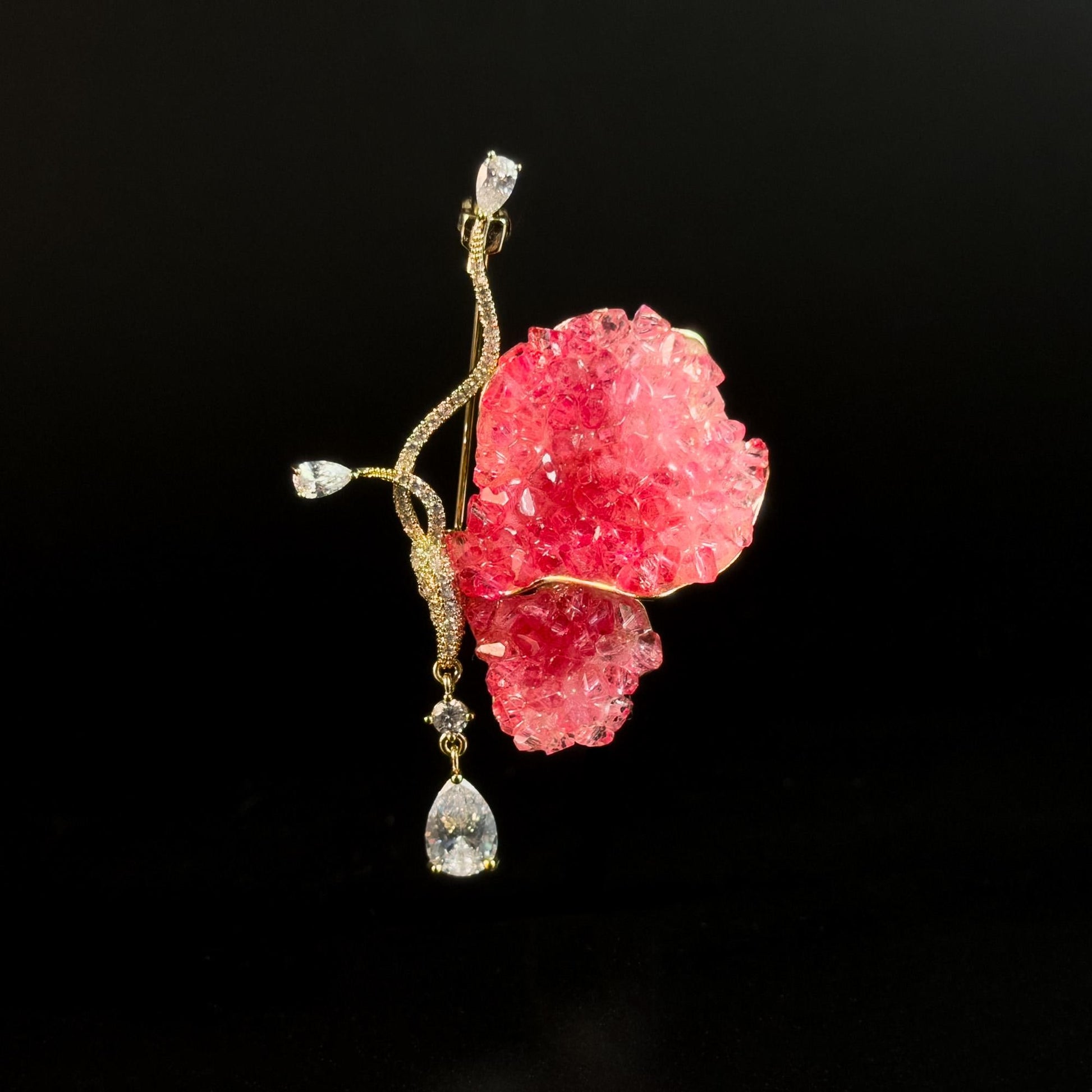 Pink Rhinestone Butterfly Brooch