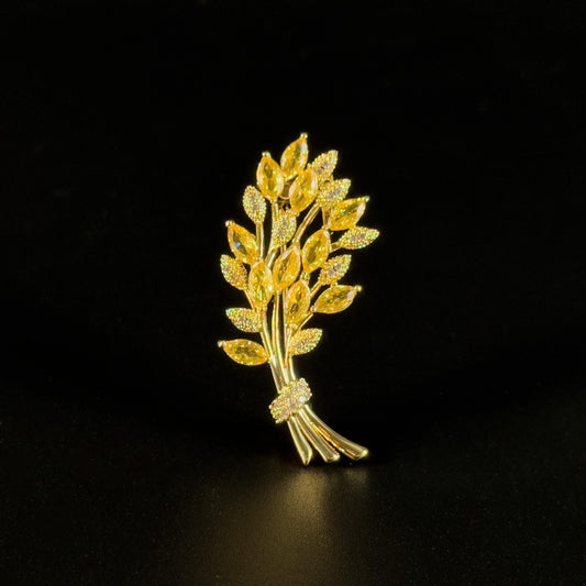 Golden Wheat Ear Brooch