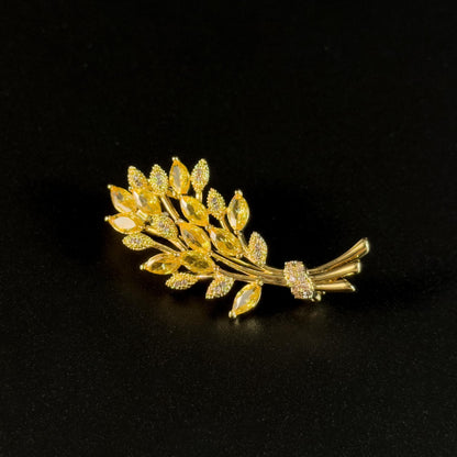 Golden Wheat Ear Brooch
