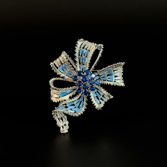 Blue Multi-Strand Bow Brooch
