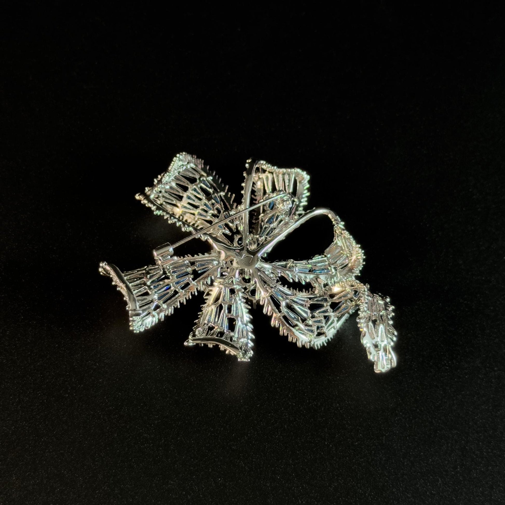 Blue Multi-Strand Bow Brooch