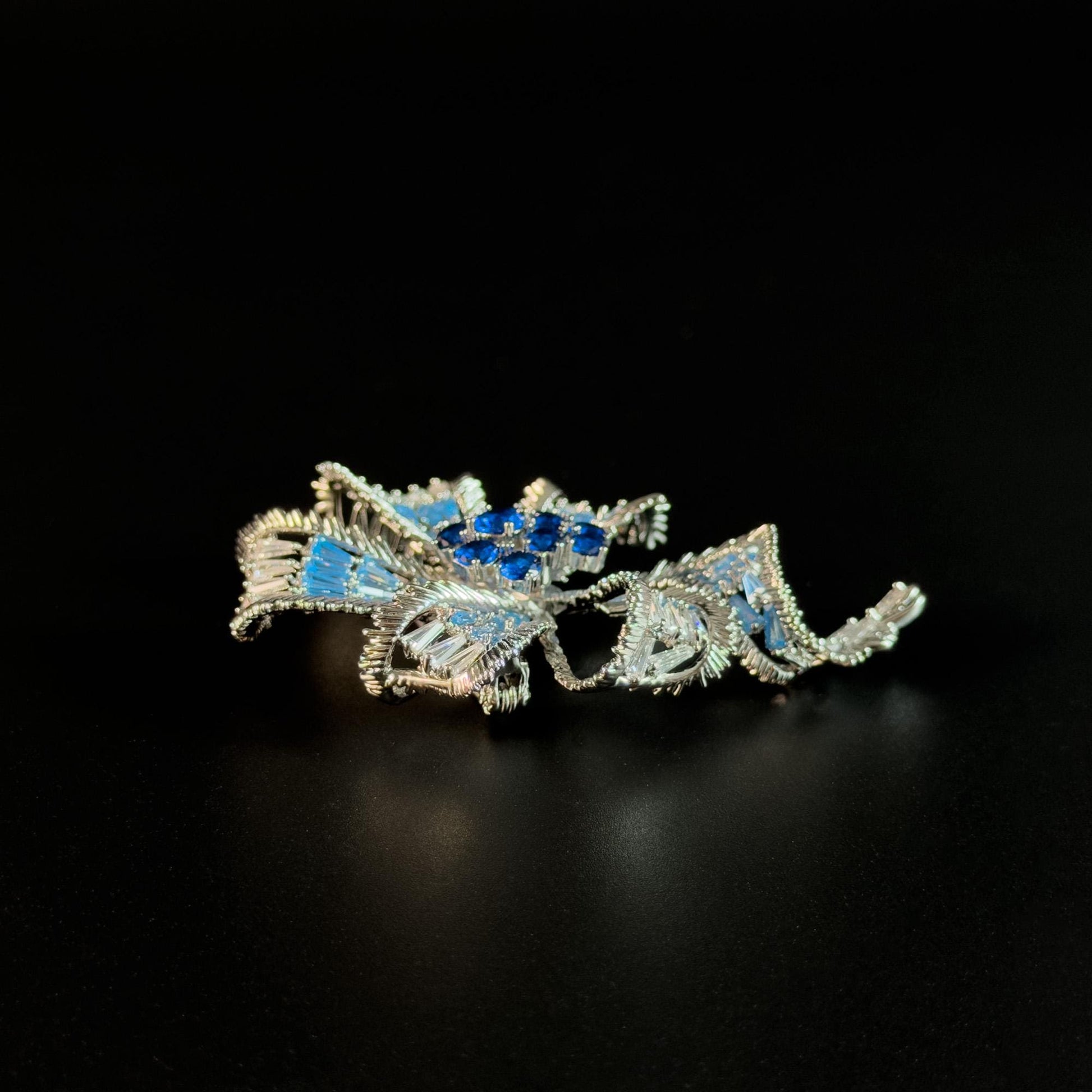 Blue Multi-Strand Bow Brooch