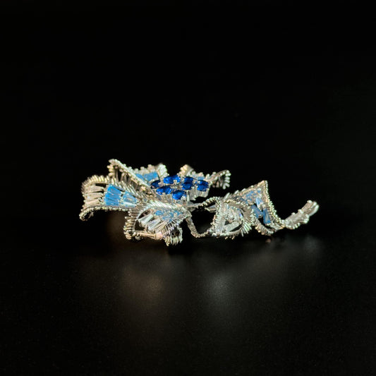 Blue Multi-Strand Bow Brooch