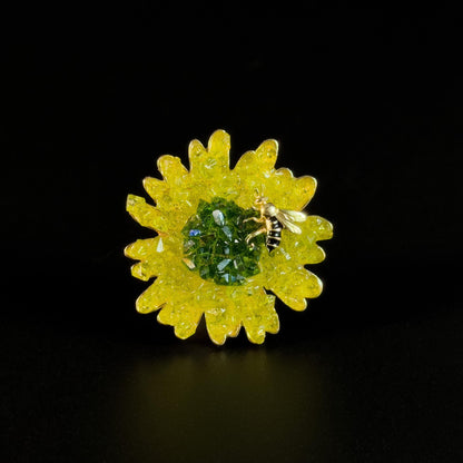 Sunflower and Bee Brooch