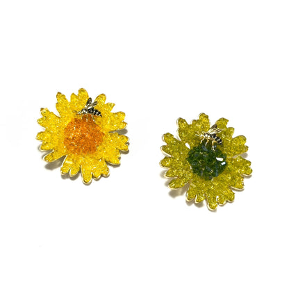 Sunflower and Bee Brooch