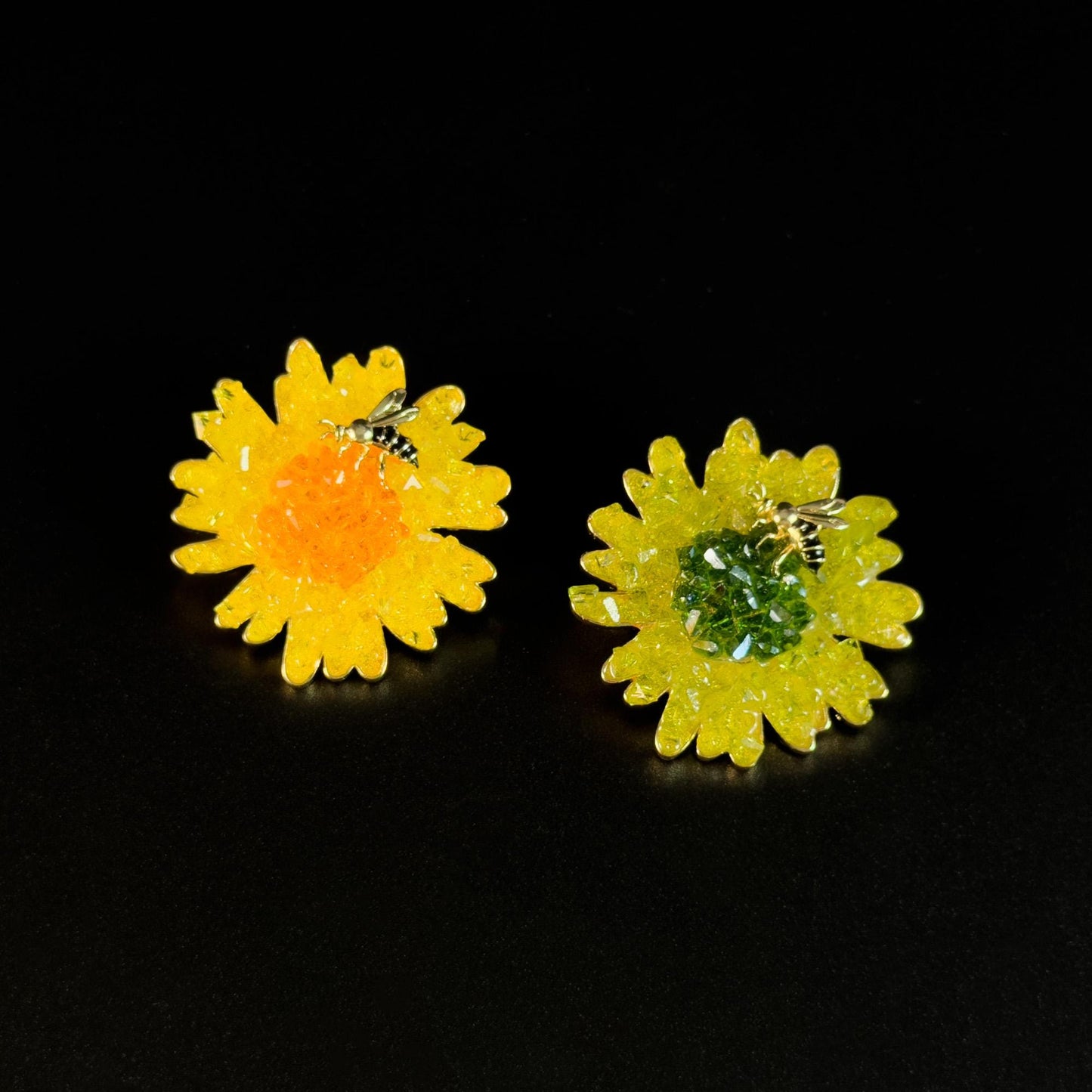 Sunflower and Bee Brooch