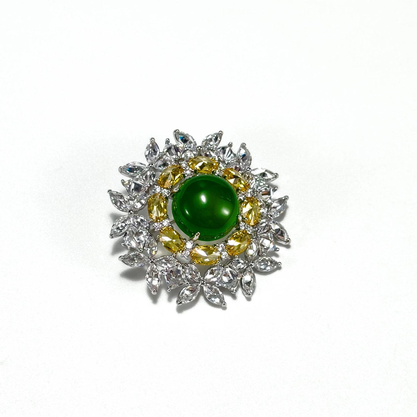 Emerald Flower Brooch