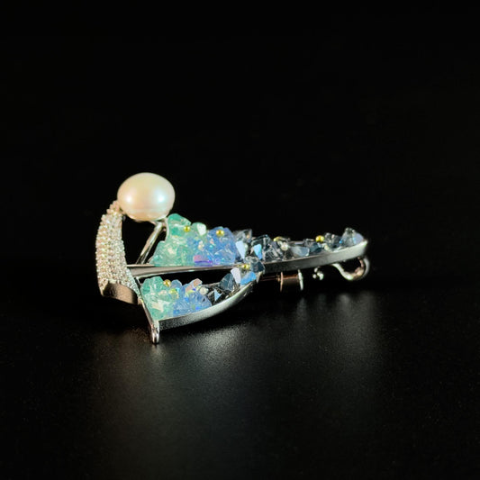 Blue Pearl Sailboat Brooch