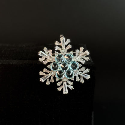 Blue Crystal Snowflake Brooch