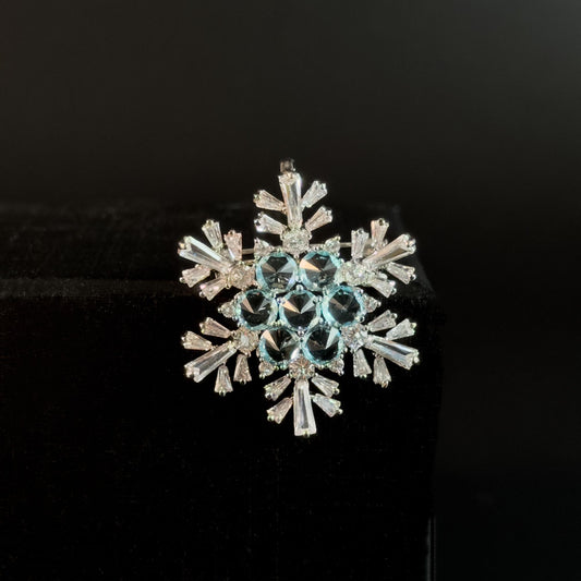 Blue Crystal Snowflake Brooch