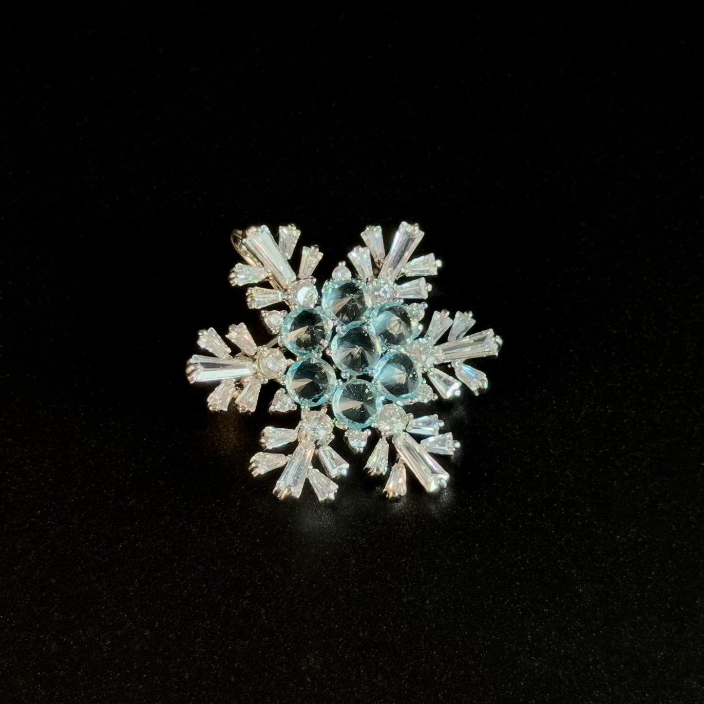 Blue Crystal Snowflake Brooch