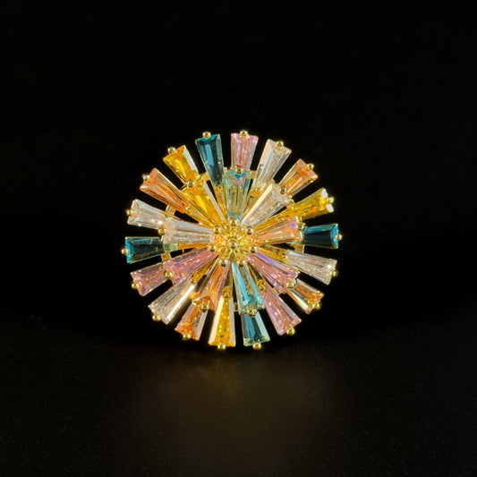 Luxury Colored Zircon Sunflower Brooch