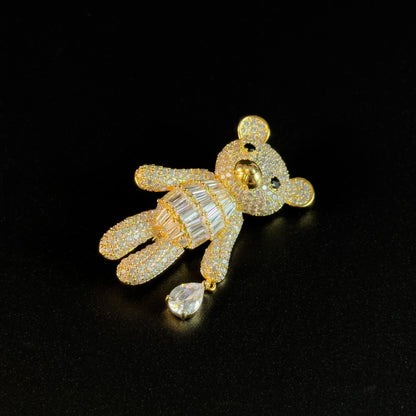 Cute Gold Bear Brooch