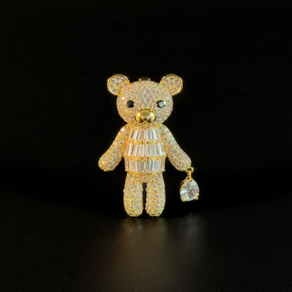 Cute Gold Bear Brooch