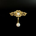 Gold Pearl Drop Brooch