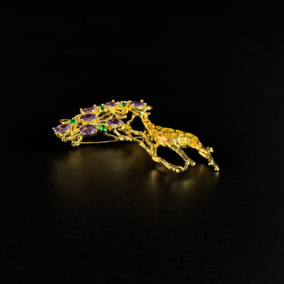 Giraffe Eating Leaves Brooch