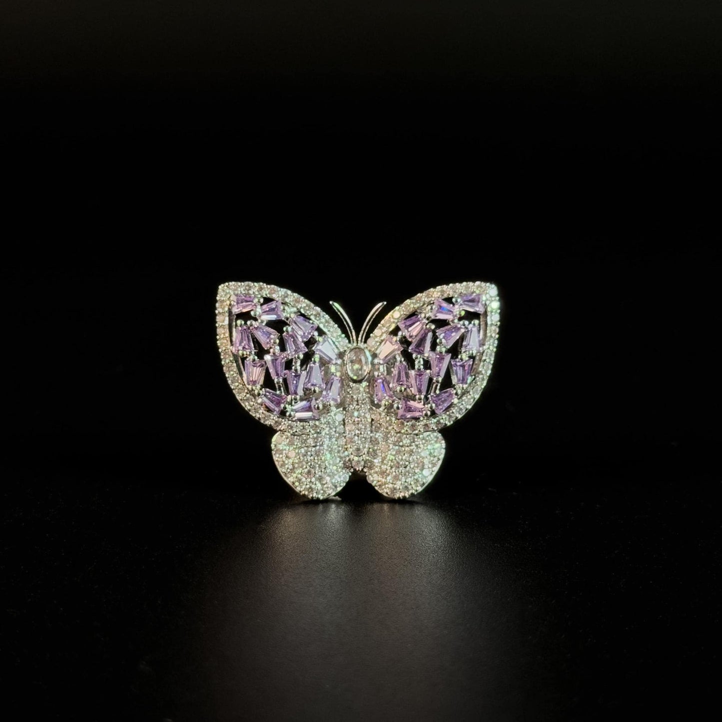 Purple Diamond Butterfly Magnetic Cufflinks