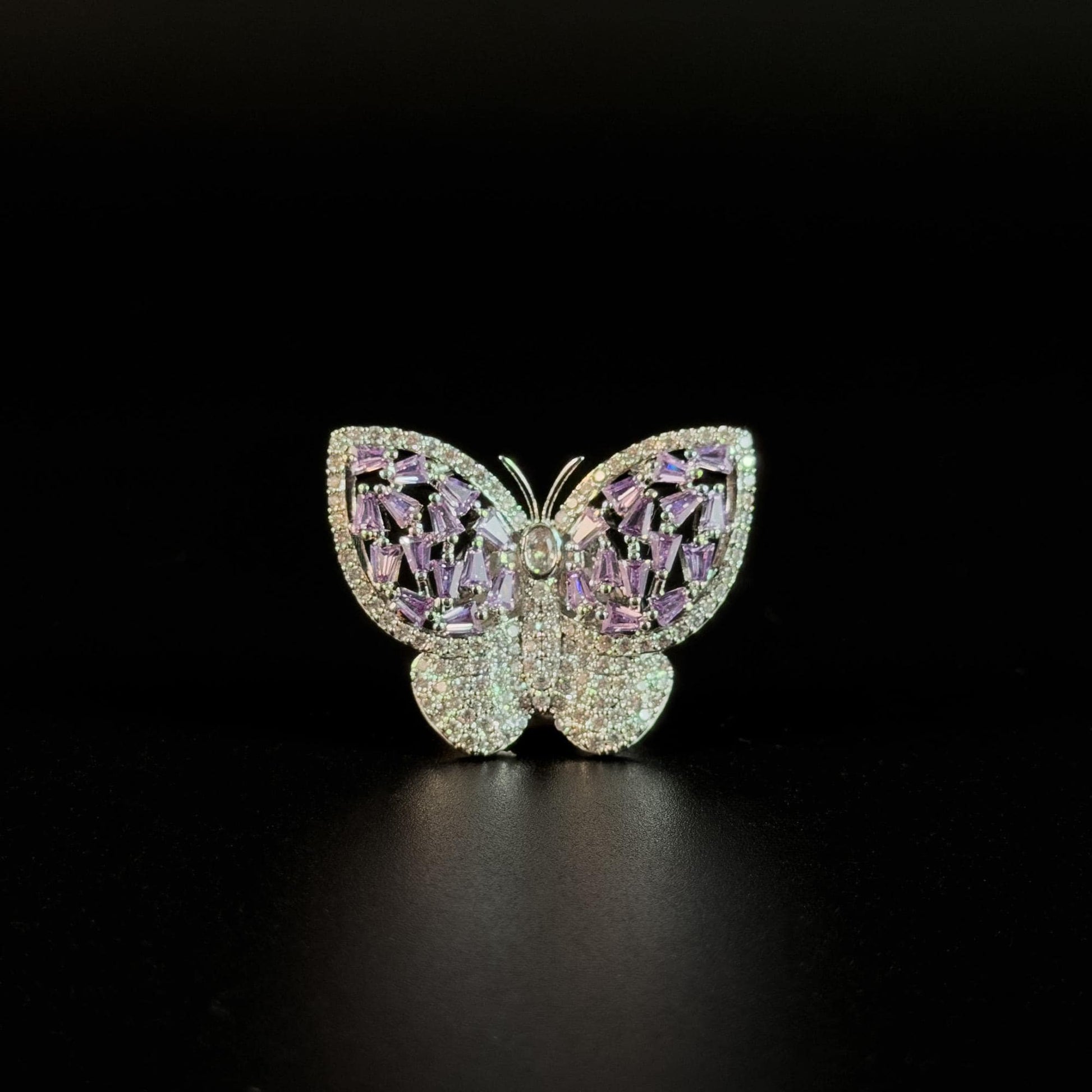 Purple Diamond Butterfly Magnetic Cufflinks