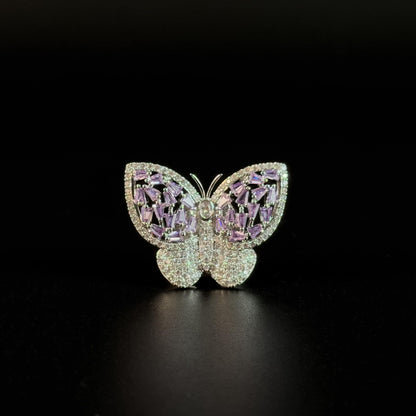 Purple Diamond Butterfly Magnetic Cufflinks
