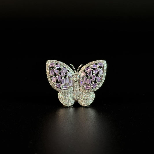 Purple Diamond Butterfly Magnetic Cufflinks