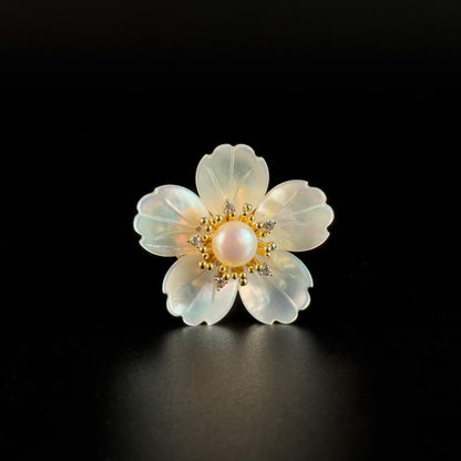 Pearl Cherry Blossom Brooch