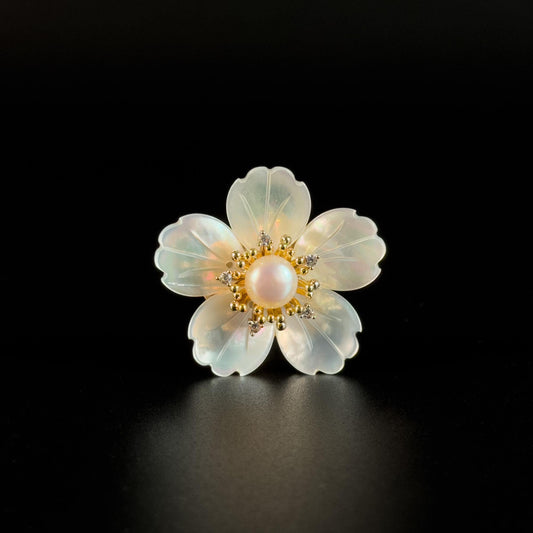Pearl Cherry Blossom Brooch