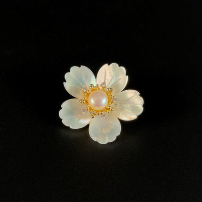 Pearl Cherry Blossom Brooch