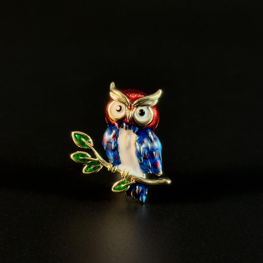 Blue Owl Brooch
