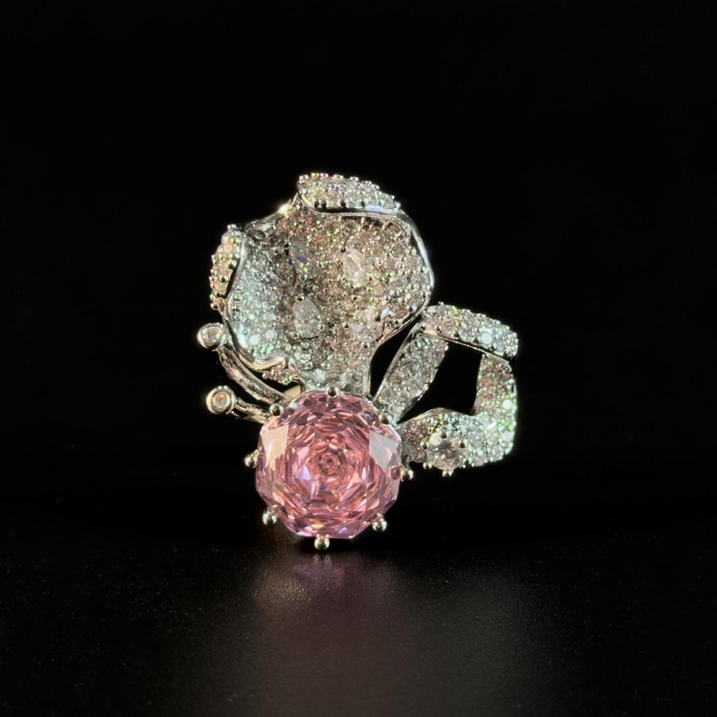 Pink Zircon Flower Brooch