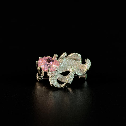 Pink Zircon Flower Brooch