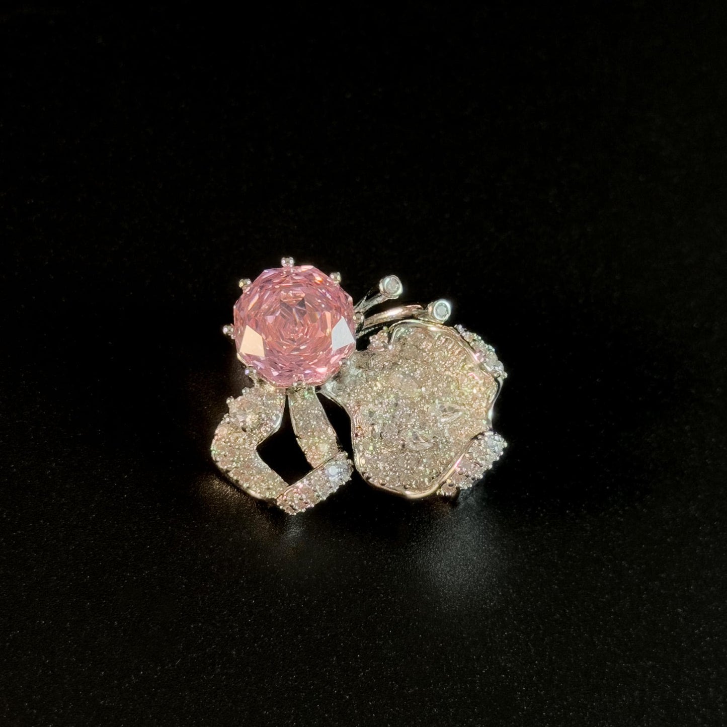 Pink Zircon Flower Brooch