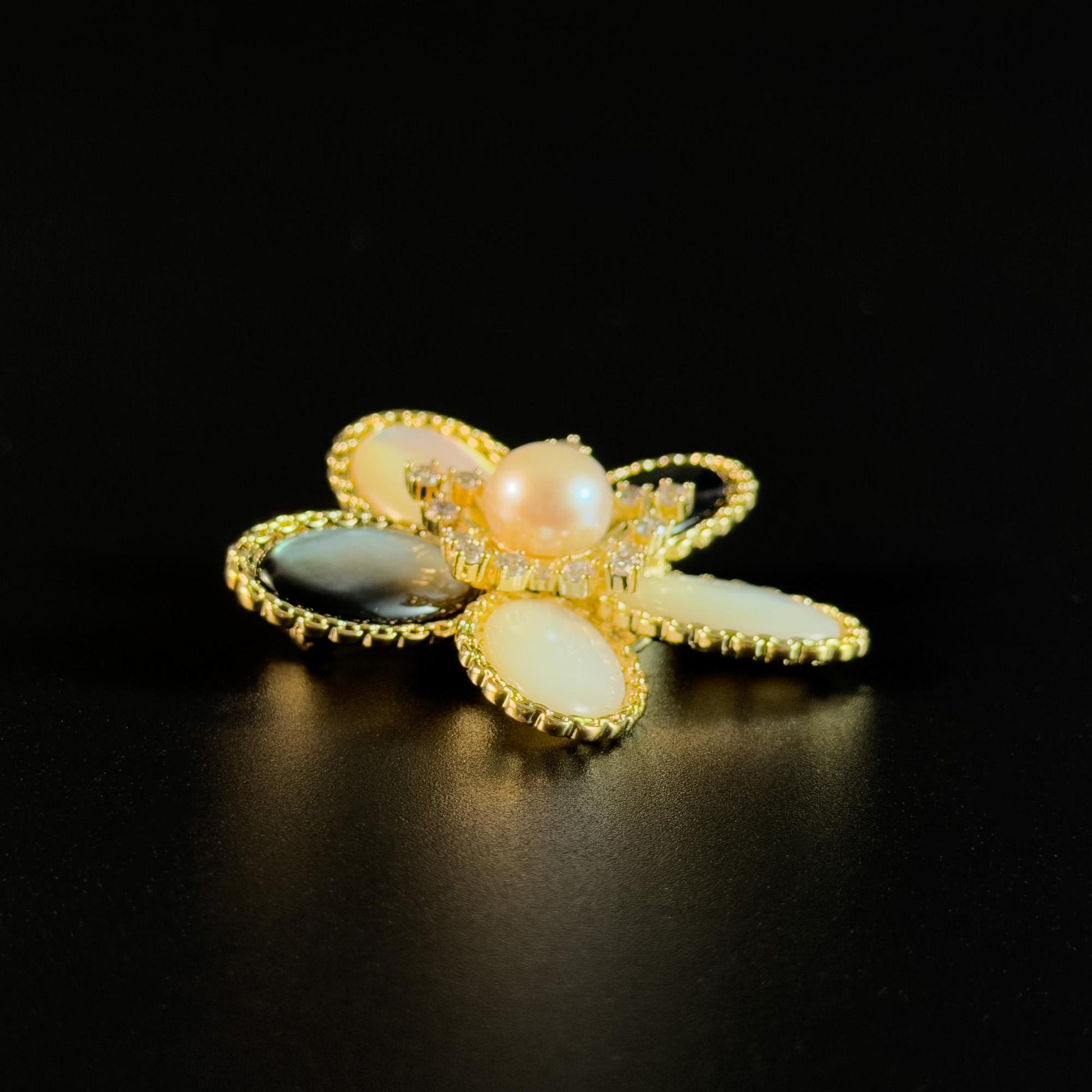 Vintage Pearl Camellia Brooch