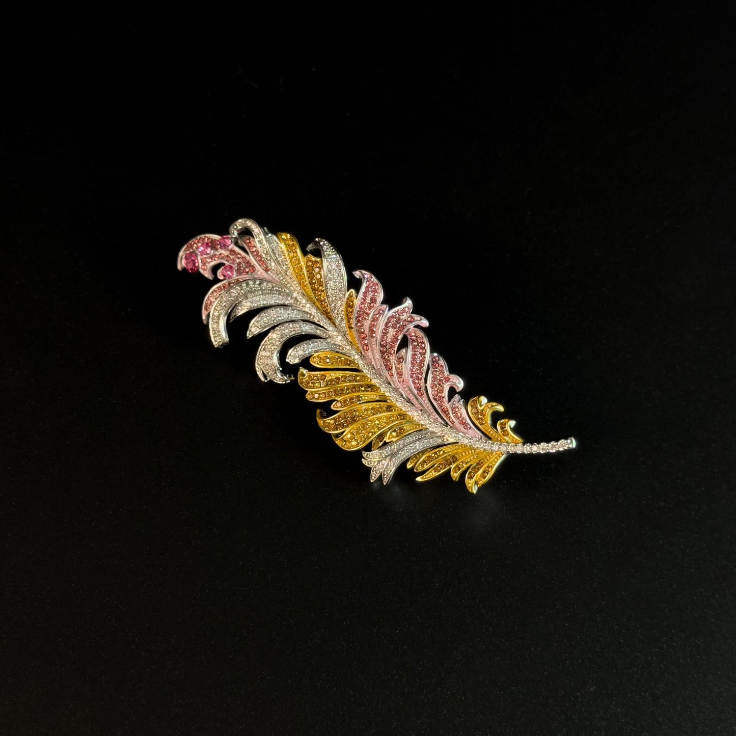 Tricolor Feather Brooch