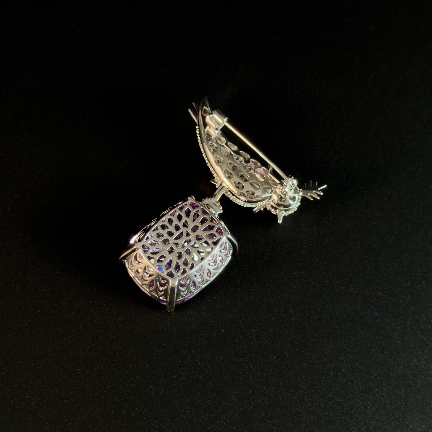 Purple Zircon Bird Brooch