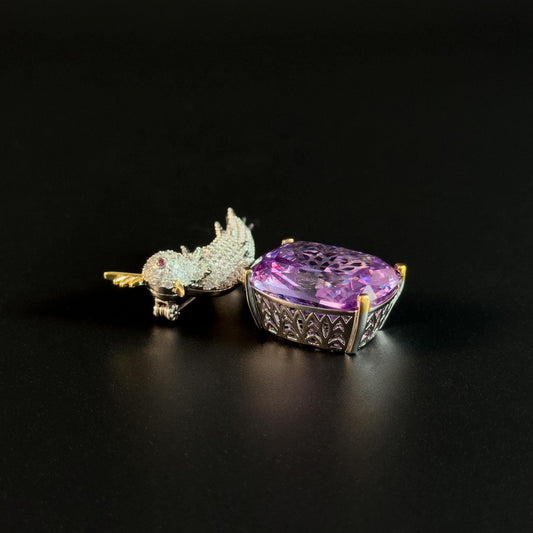 Purple Zircon Bird Brooch