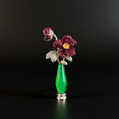 Green Vase Bouquet Brooch