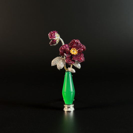 Green Vase Bouquet Brooch