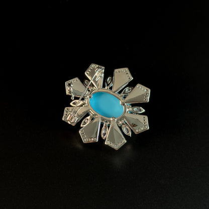 Vintage Sapphire Flower Brooch