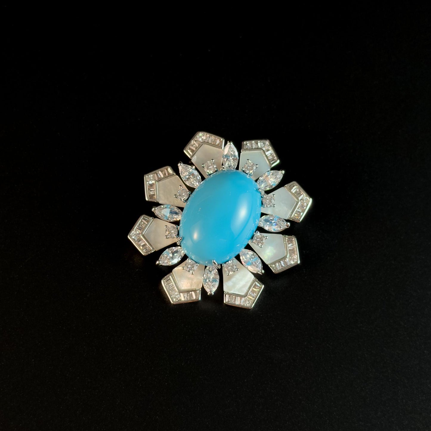 Vintage Sapphire Flower Brooch