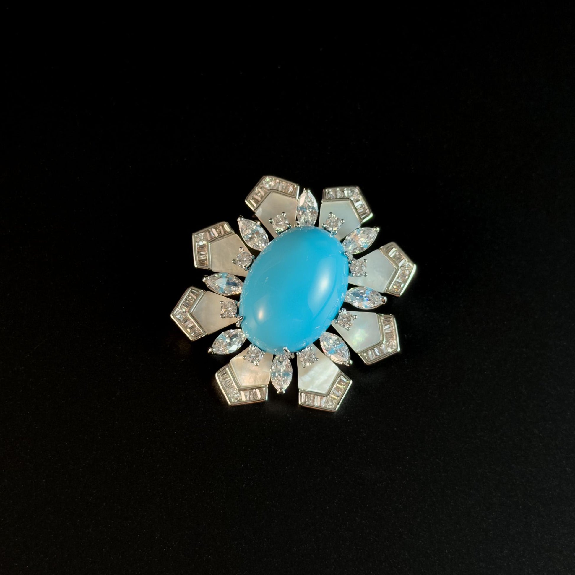 Vintage Sapphire Flower Brooch