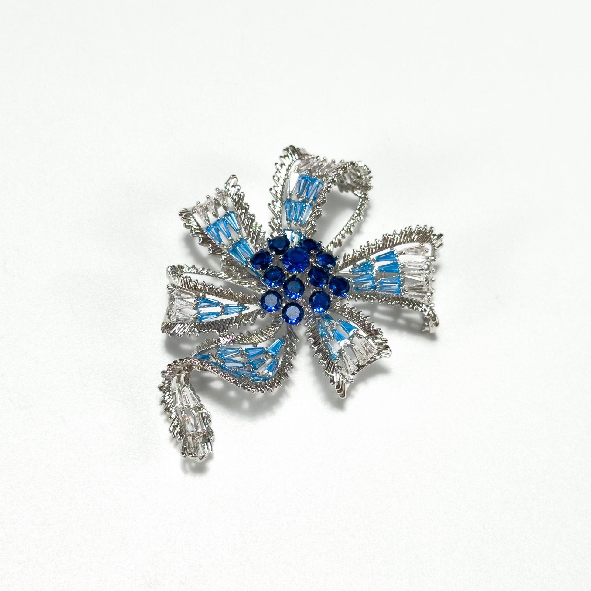 Blue Multi-Strand Bow Brooch