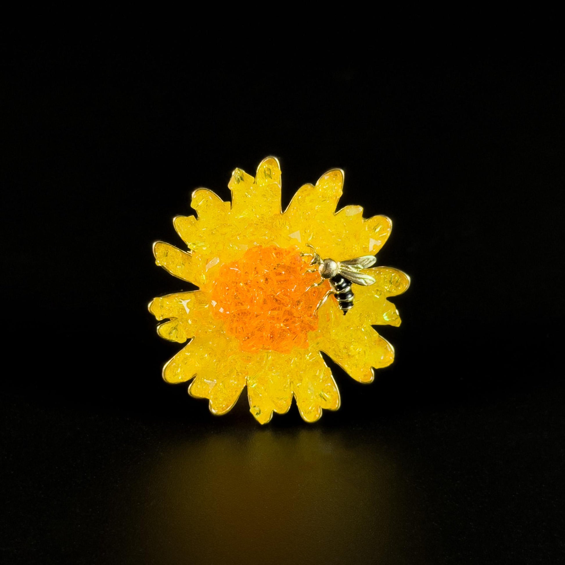 Sunflower and Bee Brooch