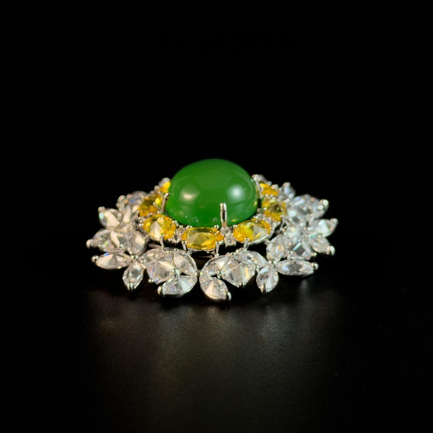 Emerald Flower Brooch
