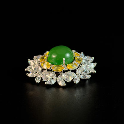 Emerald Flower Brooch