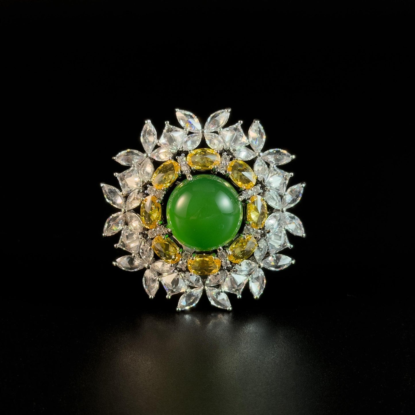 Emerald Flower Brooch
