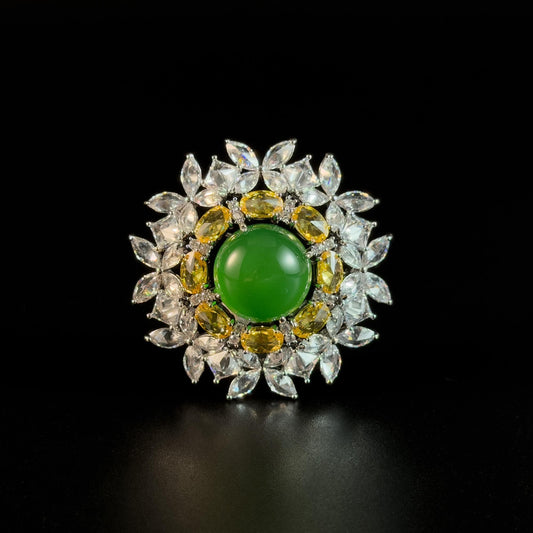 Emerald Flower Brooch